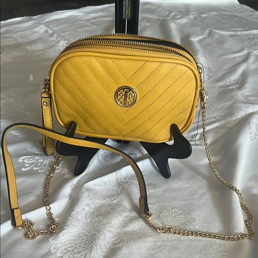Yellow Quilted Crossbody Bag